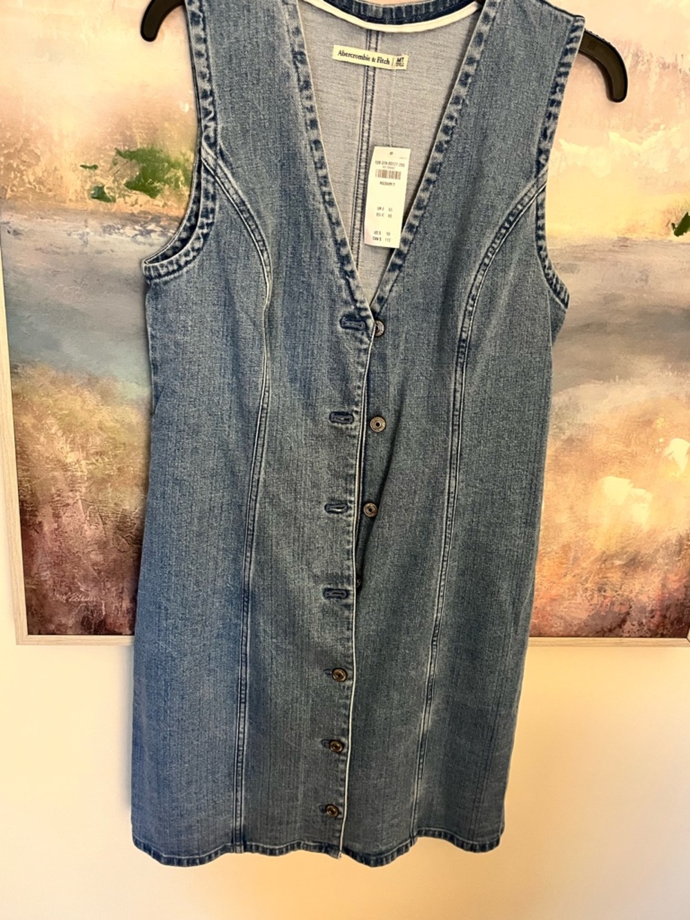 90’s style Abercrombie Sleeveless Button Denim stretch Dress - Medium Tall NWT